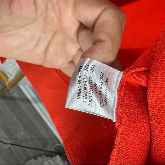 Lela Rose Red Short Sleeve Cropped Sweater sz M - Picture 6 of 6